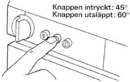 Knappen intryckt: 45° Knappen utsläppt: 60°