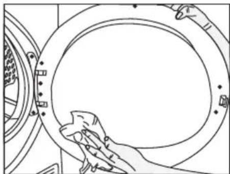 BEKO EDPS 7405 GXB2 - Rengöring av luddfilter/ luckans inre yta - 6