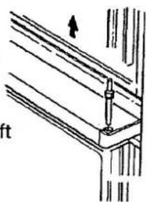 Technical line drawing of a structural joint or bracket with an arrow indicating direction (no text or symbols present)