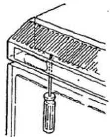 Simple line drawing of a mechanical component with a screwdriver inserted (no text or symbols)