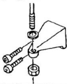 Mechanical assembly diagram showing a clamp and three bolts (no text or labels)