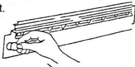 Line drawing of a hand holding a ruler or ruler, no text or symbols present