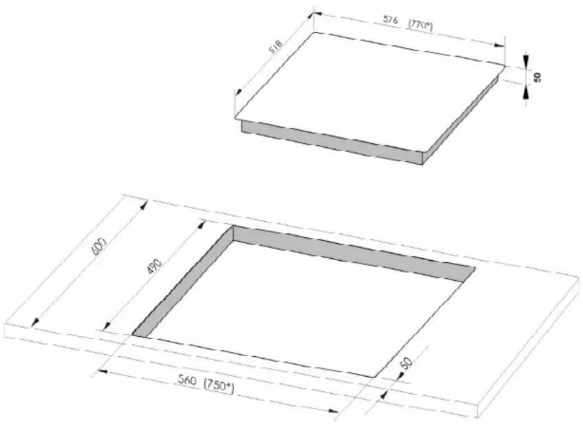 576 (77°) 518 50 600 490 50 560 (750°)