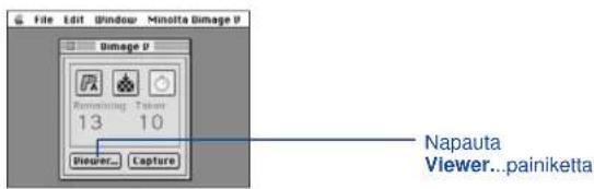 File Edit Window Minolta Image V Dimage v Riminishing Tools 13 10 Peuer Capture Napauta Viewer...painiketta