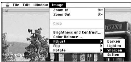 KONICA MINOLTA Dimage V - Valitse Adjust Image valikosta ja joko Sharpen tai Soften sen alivalikosta. - 1