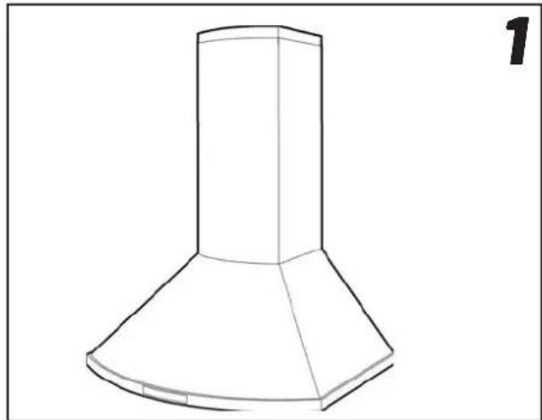 Flexit Vision E/F - OBS! Maks avstand mellom hettens nedre kant og skorsteinens øvre kant er 1075 mm. Ved montering med en forlenget øvre skorsteinsdel, se målangivelser for denne. - 1