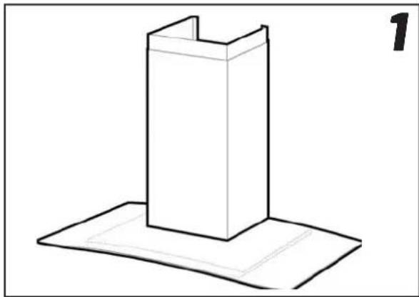 Flexit Elegant E/F - OBS! Maks avstand mellom hettens nedre kant og skorsteinens øvre kant er 980 mm. Ved montering med en forlenget øvre skorsteinsdel, se målangivelser for denne. - 1