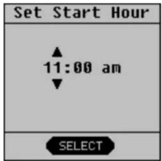 Set Start Hour 11:00 am SELECT