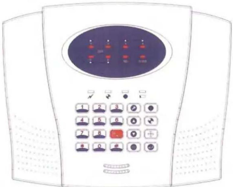 Diagram of a dual-panel air conditioner unit with labeled buttons and display screen