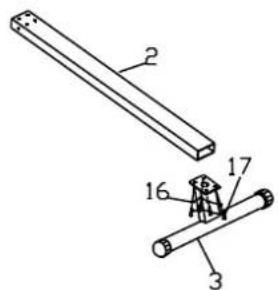 Technical diagram showing labeled components of a mechanical assembly with numbered parts 2, 3, 16, and 17.