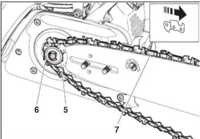 DOLMAR PS-420 S - Terälevyn ja teräketjun asennus - 2