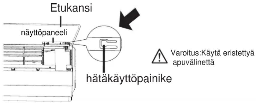 Etukansi näyttöpaneeli hätäkäyttöpainike Varoitus:Käytä eristettyä apuvälinettä