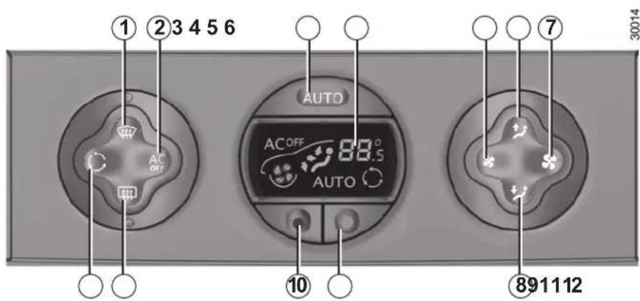 ① ②3456 AUTO AC OFF ACOFF 88.0 AUTO ⑩ ⑦ 891112 30014