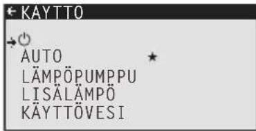 KAYTTO AUTO LÄMPÖPUMPPU LISÄLÄMPÖ KÄYTTÖVESI