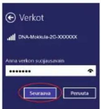 Verkot DNA-Mokuela-2G-XXXXXX Anna verkon suojausavain Seuraava Peruuta