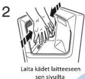 2 Lalta kädet laitteeseen sen sivuilta