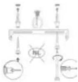 Diagram showing electrical or mechanical components with labeled parts and symbols, including a light bulb, capacitor, and connection points.
