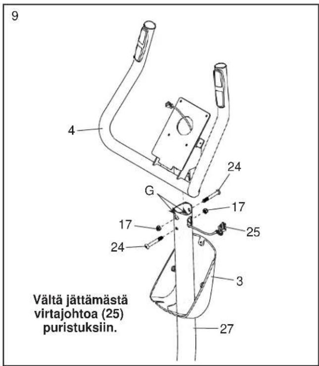 9 Vältä jättämästä virtajohtoa (25) puristuksiin. 4 24 G 17 25 3 27