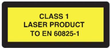 CLASS 1 LASER PRODUCT TO EN 60825-1