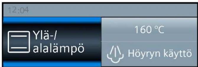 12:04 Ylä-/alalämpö 160 °C Höyryn käyttö