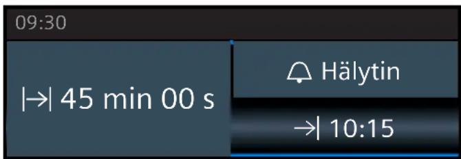 09:30 |→| 45 min 00 s Hälytin →| 10:15