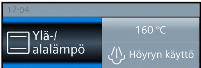12:04 Ylä-/alalämpö 160 °C Höyryn käyttö