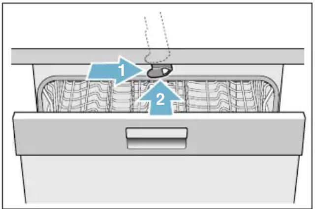 SIEMENS iQ700 SX878D36TE - Näin kytket lapsilukon (luukun lukituksen) pois toiminnasta: - 1