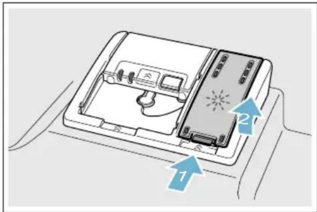 SIEMENS iQ700 SN678X76TE - Näin lisäät huuhtelukirkastetta: - 1
