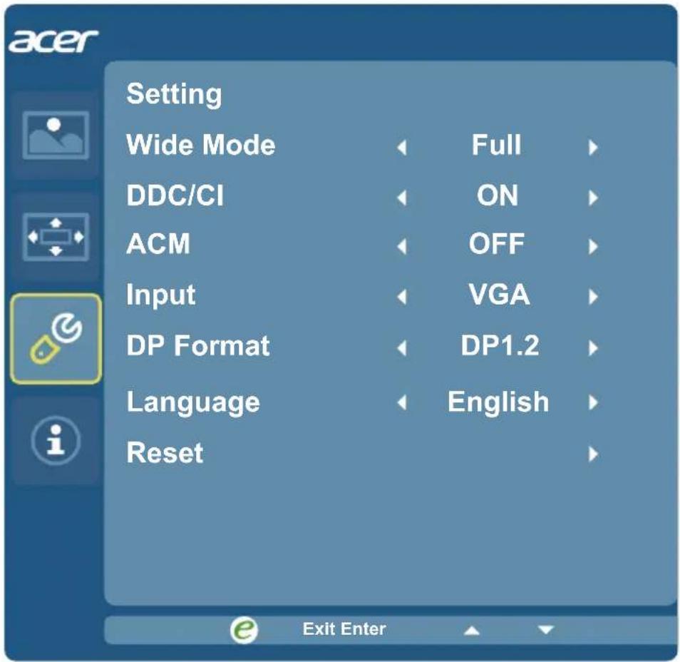ACER CCB241HYK - Asetuksen säätäminen - 1
