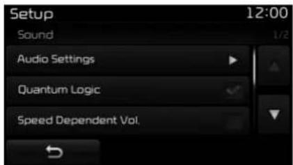 Setup 12:00 Sound Audio Settings Quantum Logic Speed Dependent Vol.