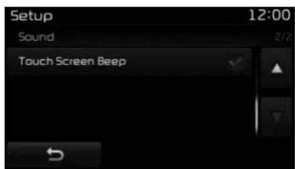 Setup 12:00 Sound 2/2 Touch Screen Beep