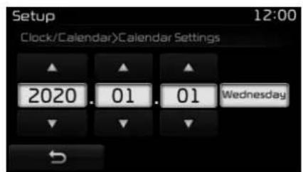 Setup 12:00 Clock/Calendar>Calendar Settings 2020.01.01 Wednesday