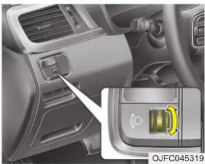 KIA Optima Plug-In Hybrid (2016) - Ajovalojen korkeudensäädin (mikäli varusteena) - 1