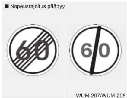 ■ Nopeusrajoitus päättyy 60 60 WUM-207/WUM-208