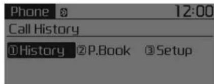 Phone 12:00 Call History History P.Book Setup