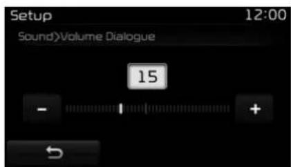 Setup 12:00 Sound>Volume Dialogue 15 - 1 +