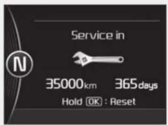 Service in 35000km 365days Hold OK : Reset
