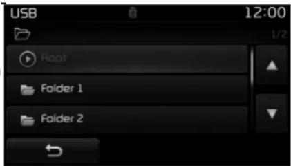 USB 12:00 1/2 Root Folder 1 Folder 2