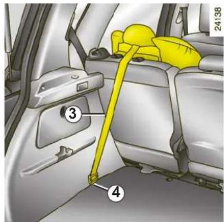 RENAULT Scenic (2008) - LASTEN TURVALLISUUS: turvaistuimen kiinnityksen valinta (jatkoa) - 2
