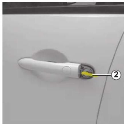 RENAULT Scenic (2008) - Ovien lukitseminen ja lukituksen avaaminen ulkopuolelta - 2