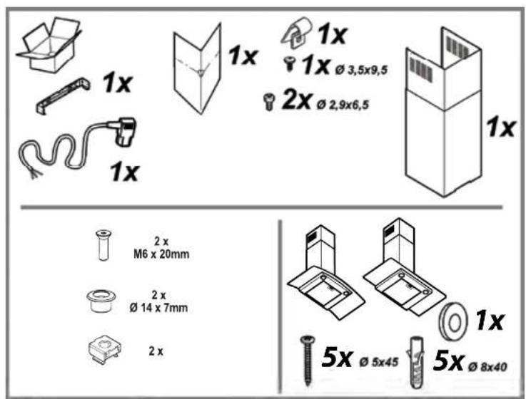 1x 1x 1x 1x Ø 3,5x9,5 2x Ø 2,9x6,5 1x 2 x M6 x 20mm 2 x Ø 14 x 7mm 2 x 5x Ø 5x45 5x Ø 8x40