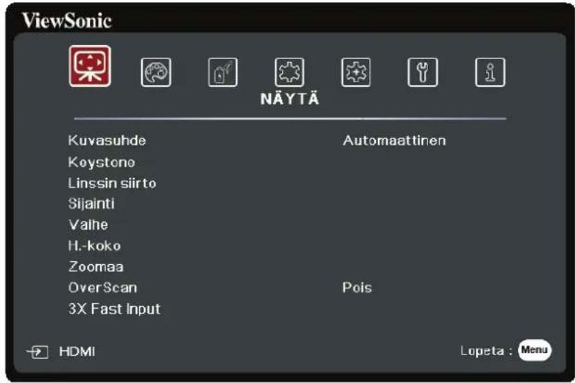 VIEWSONIC PX701HDP - On-Screen Display (OSD) -valikon yleinen käyttö - 1