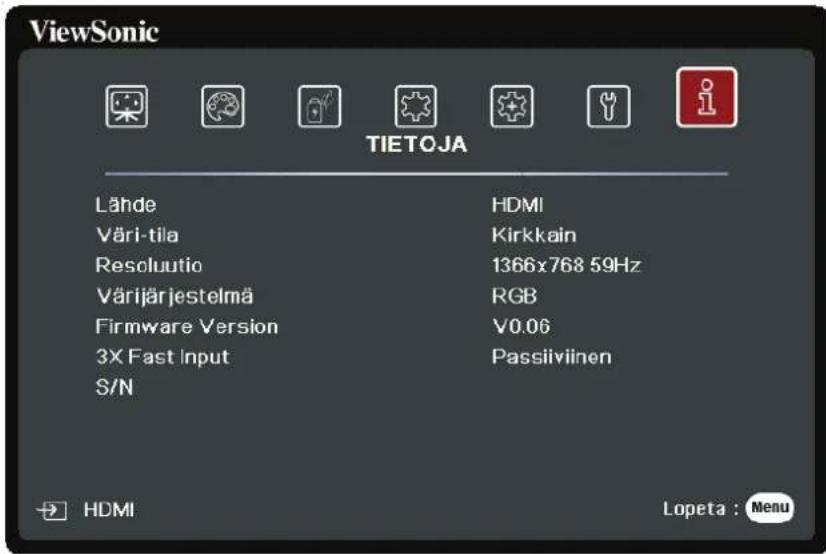 VIEWSONIC PX701HDP - TIETOJA-valikko - 1