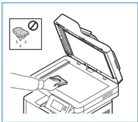 XEROX B215V - Valotuslasin ja kapean valotuslasin puhdistus - 1