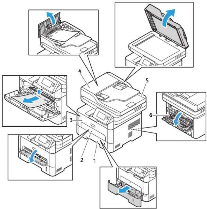 XEROX B215V - Paperitukkeumien paikannus - 3