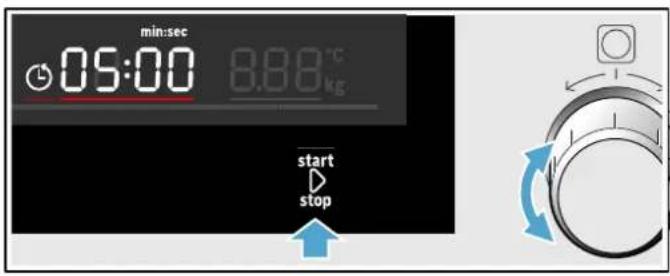min:sec 05:00 8.88°C kg start stop