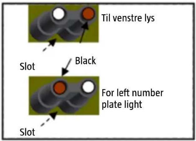 Til venstre lys Slot Black For left number plate light Slot