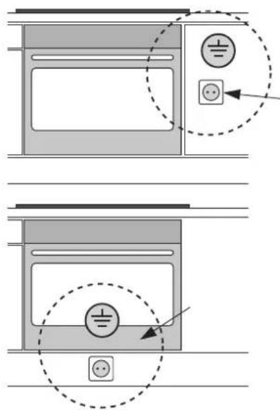 Diagram showing two electrical circuitry setups with labeled components and connection arrows
