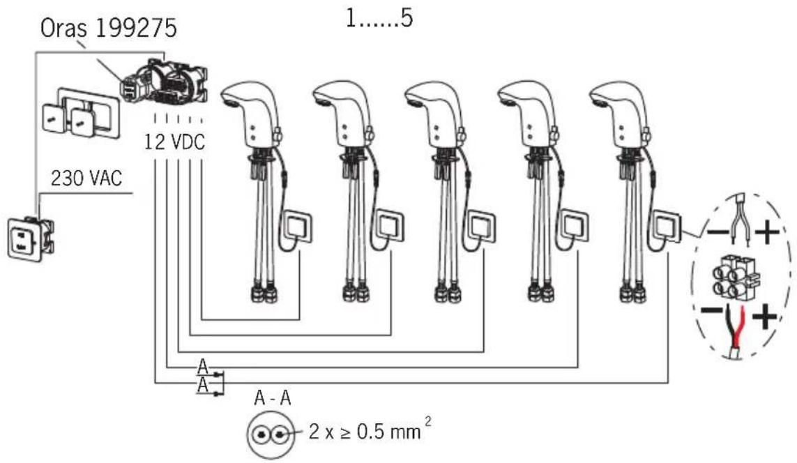 Oras 199275 1......5 230 VAC 12 VDC A A - A 2 x ≥ 0.5 mm²