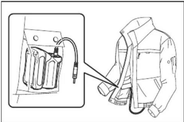 Technical line drawing of a mechanical device with attached cable and connector, shown in two views: one close-up and one enlarged (no text or symbols)